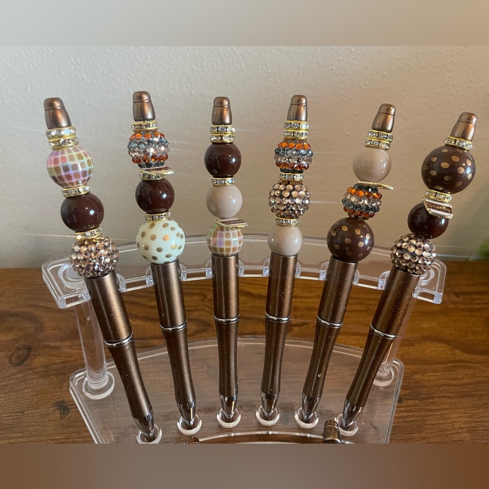 Hand beaded pens ‘coffee’ themed.